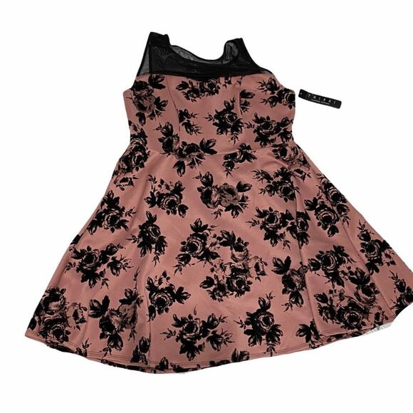 Trixxi Floral‎ Velvet Mesh Velvet Dress Pink 2X Plus - Picture 8 of 13